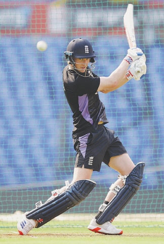 ENGLAND&rsquo;S Harry Brook bats during a net practice session at the Vidarbha Cricket Association Stadium on Wednesday.&mdash;AFP