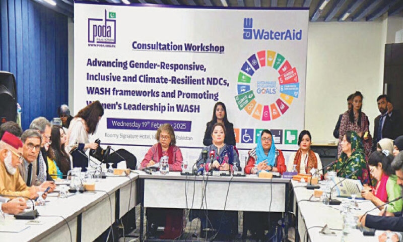 Coordinator to the Prime Minister on Climate Change Romina Khurshid Alam participates in a consultation workshop on gender equality and environmental initiatives in Islamabad on Wednesday. &mdash; APP