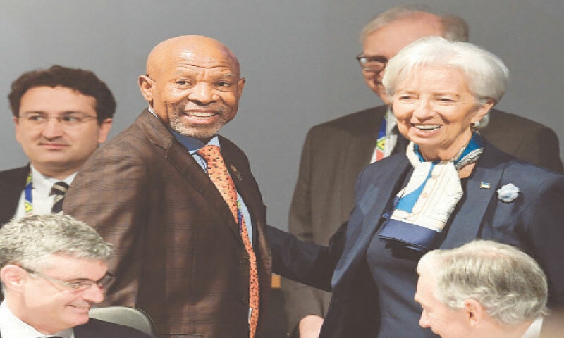 CAPE TOWN: Lesetja Kganyago (second left), governor of the South African Reserve Bank, and European Central Bank President Christine Lagarde (right) look on during a meeting of the G20 finance ministers, on Wednesday.—AFP CAPE TOWN: Lesetja Kganyago (second left), governor of the South African Reserve Bank, and European Central Bank President Christine Lagarde (right) look on during a meeting of the G20 finance ministers, on Wednesday.—AFP