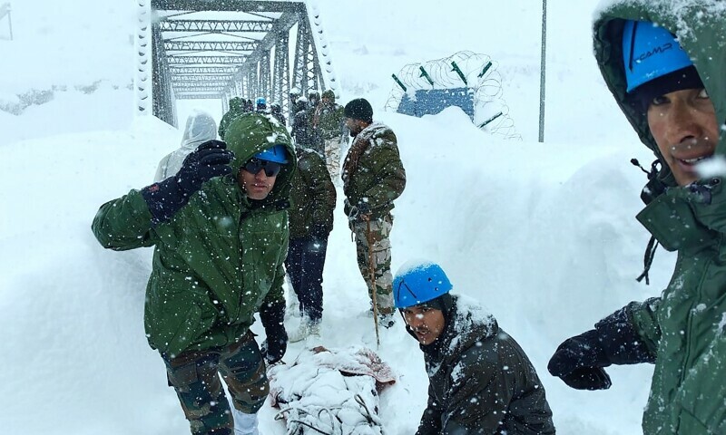In this handout photograph taken and released by the Department of Information and Public Relations (DIPR) Uttarakhand on February 28s, rescuers carry out an operation after Border Roads Organisation (BRO) workers got trapped under an avalanche near Mana village in Chamoli district of India&rsquo;s Uttarakhand state. &mdash; AFP