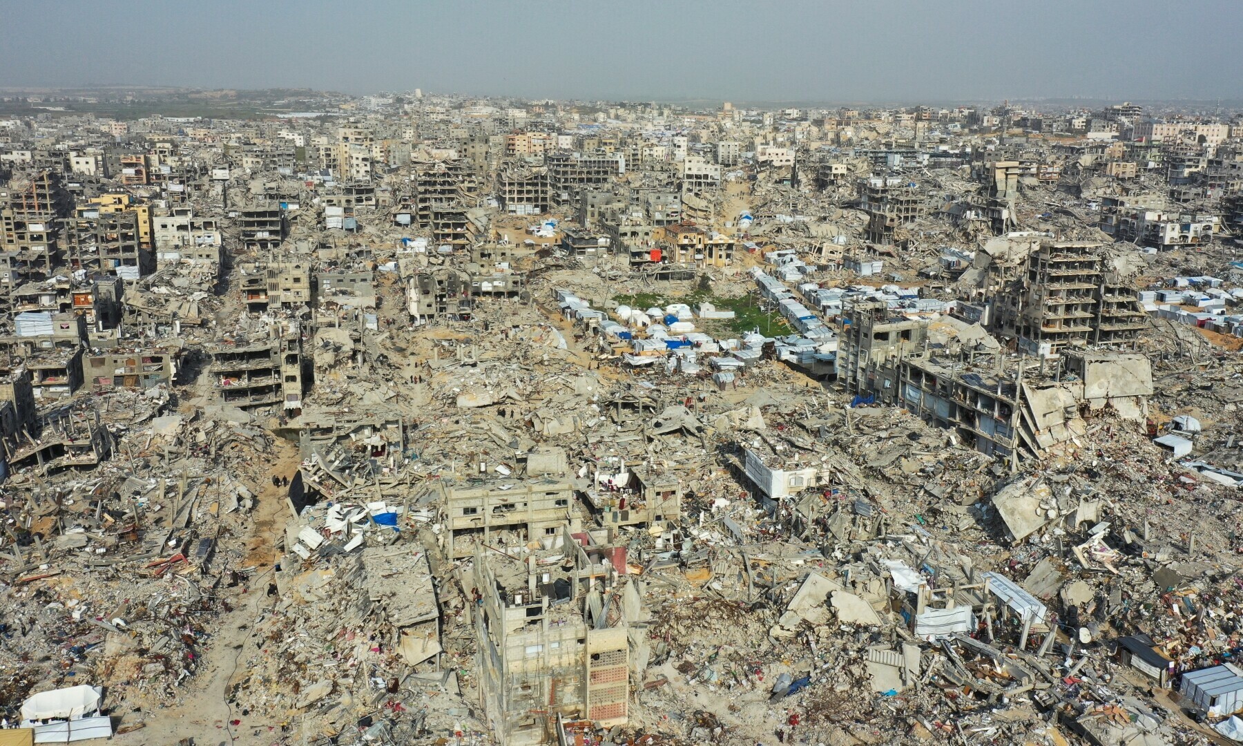 A drone view shows houses destroyed during the Israeli offensive, amid a ceasefire between Israel and Hamas, in Beit Hanoun, northern Gaza Strip on March 5, 2025. — Reuters/Mahmoud Al-Basos