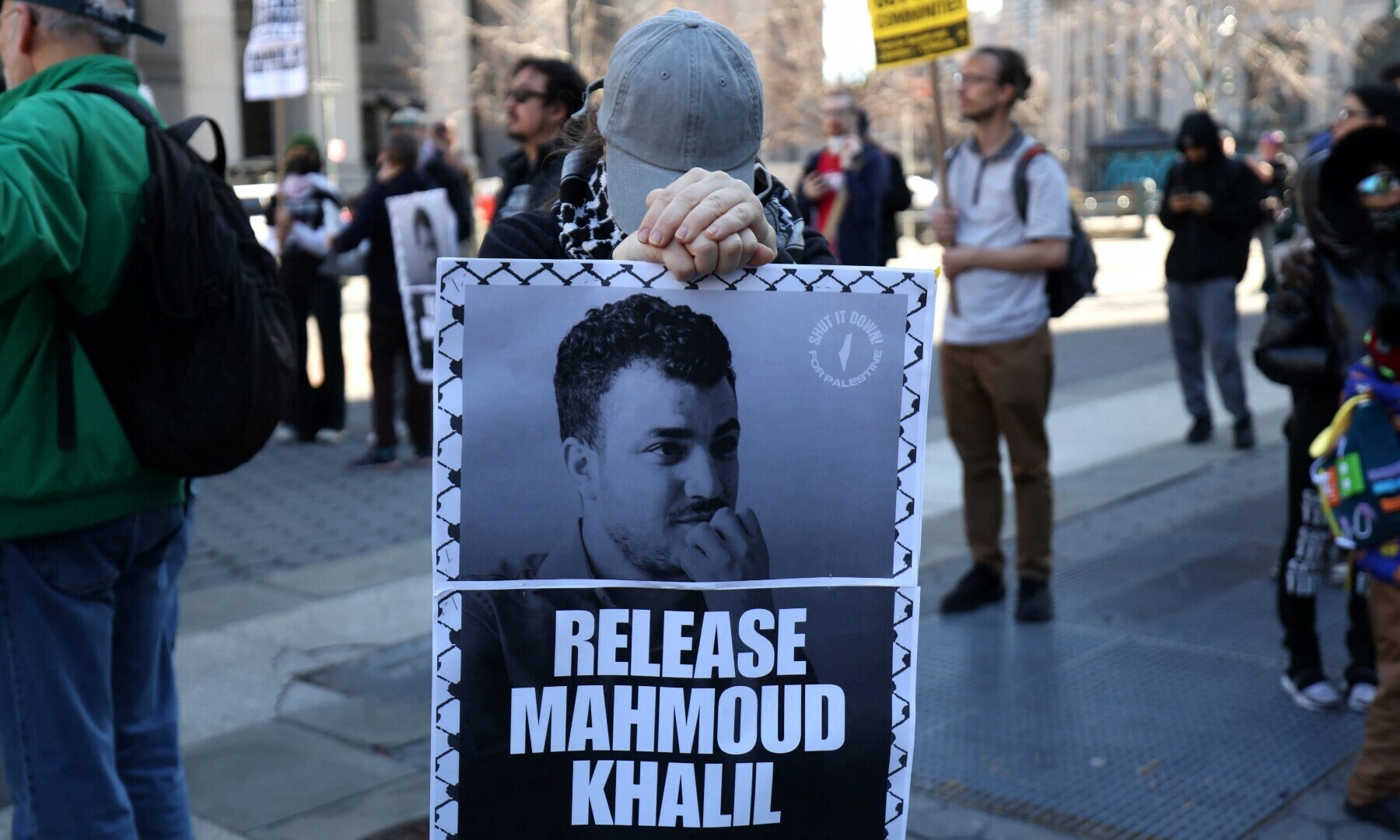  Pro-Palestinian protestors demonstrate in Lower Manhattan in New York City on March 10, 2025. &mdash; AFP 