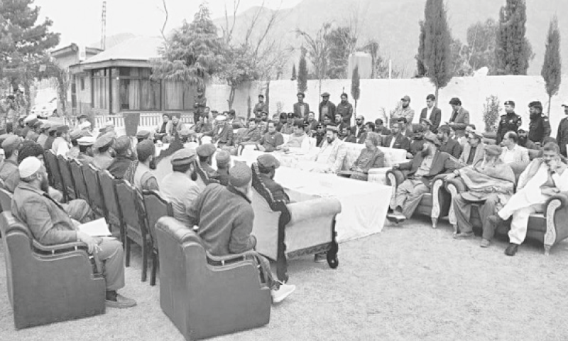 Federal Minister for Kashmir Affairs Amir Muqam holds a meeting with dignitaries to address the issues faced by those affected by the Diamer-Bhasha dam.—APP Federal Minister for Kashmir Affairs Amir Muqam holds a meeting with dignitaries to address the issues faced by those affected by the Diamer-Bhasha dam.—APP