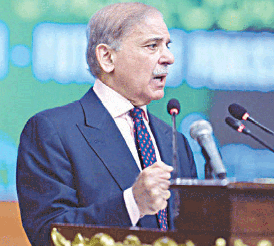 PM Shehbaz Sharif addresses the Rabb-i-Zul Jalal Ka Ehsaan-Pakistan Conference.—APP