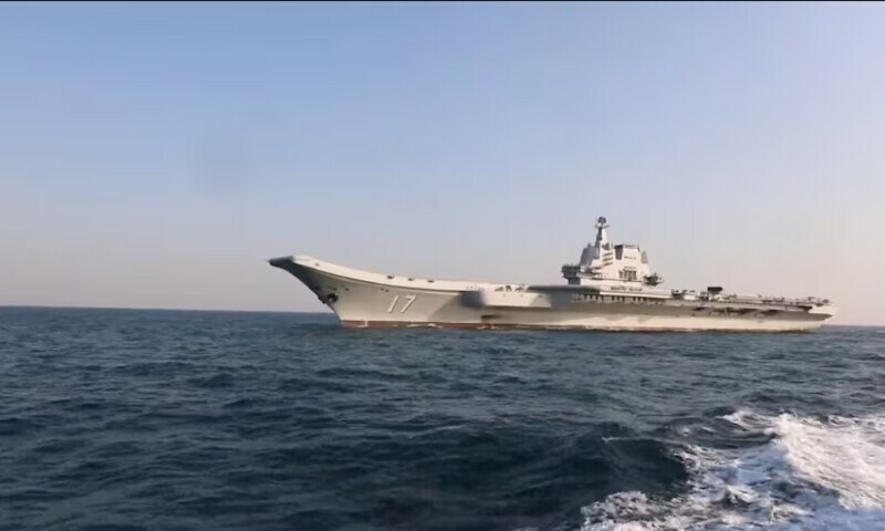 Chinese aircraft carrier Shandong is seen in this screenshot taken from a video released by the Eastern Theatre Command of China’s People’s Liberation Army on April 1. — Reuters