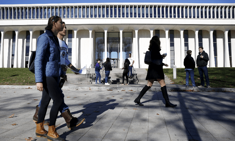  People walk past Princeton University&rsquo;s Woodrow Wilson School of Public and International Affairs in Princeton, New Jersey on Nov 20, 2015. &mdash; Reuters/File 
