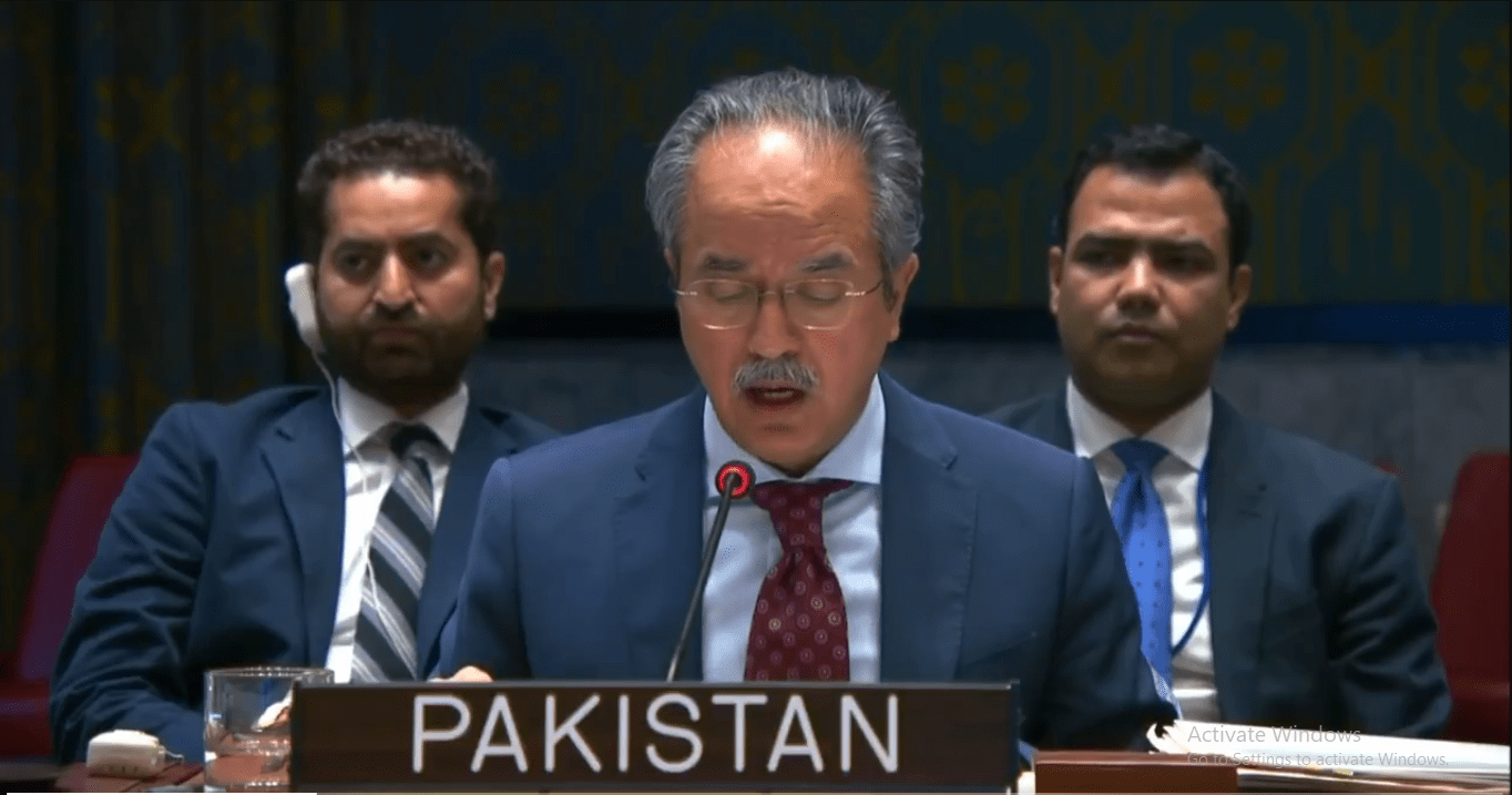 Asim Iftikhar Ahmad delivering the statement of Pakistan at the UNSC briefing on peacekeeping. &mdash; @PakistanUN_NY on X