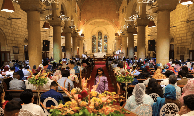 Pakistani Christians attend the Easter Sunday service, at the Holy Trinity Cathedral Church of Pakistan, in Karachi on April 20, 2025. &mdash; Reuters