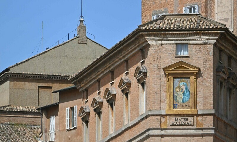 This photograph shows the roof of the Sistine chapel (L) following the death of Pope Francis in the Vatican on April 21. — AFP This photograph shows the roof of the Sistine chapel (L) following the death of Pope Francis in the Vatican on April 21. — AFP