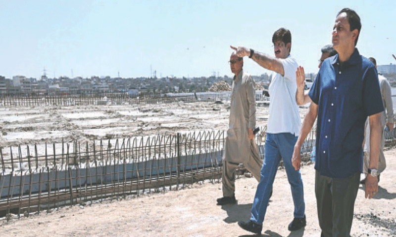 Sindh Chief Minister Syed Murad Ali Shah reviews work progress on Shahrah-i-Bhutto. —PPI Sindh Chief Minister Syed Murad Ali Shah reviews work progress on Shahrah-i-Bhutto. —PPI