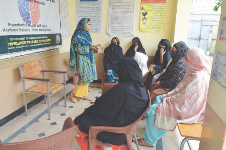 A psychologist leads an interactive session with local women in Shahlia, Mansehra. — Dawn