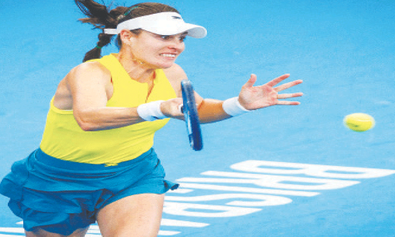 BRISBANE: Australia&rsquo;s Kimberly Birrell hits a return during the Billie Jean King Cup match against Elena Rybakina of Kazakhstan at the Patrick Rafter Tennis Centre on Thursday.&mdash;AFP