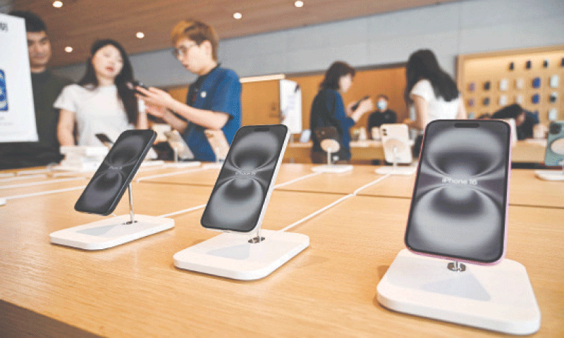 Iphone 16 on display at a store in Shanghai.&mdash;AFP