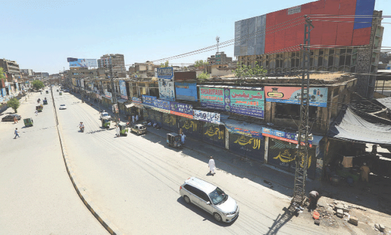 The Khyber Bazaar in Peshawar remains closed on Saturday during the shutter-down strike. &mdash; White Star