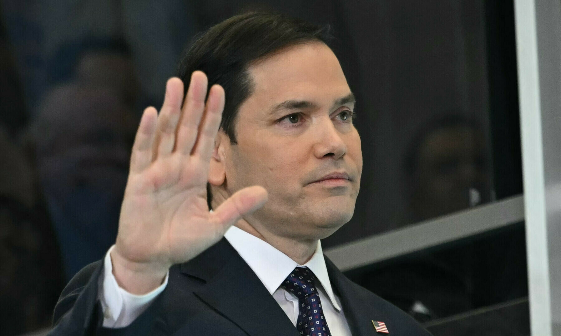  US Secretary of State Marco Rubio waves to employees upon arrival at the State Department in Washington, DC, on January 21. — AFP/File 