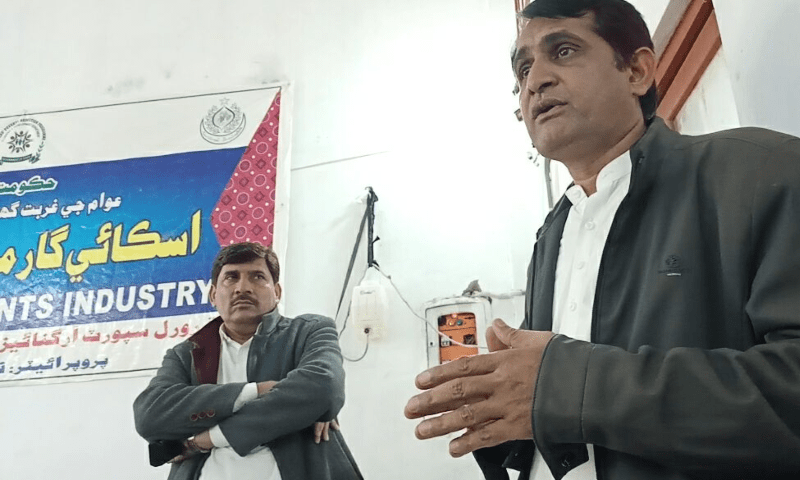  Narumal speaks about the success of his interest generating garment factory. &mdash; Photo by the author 