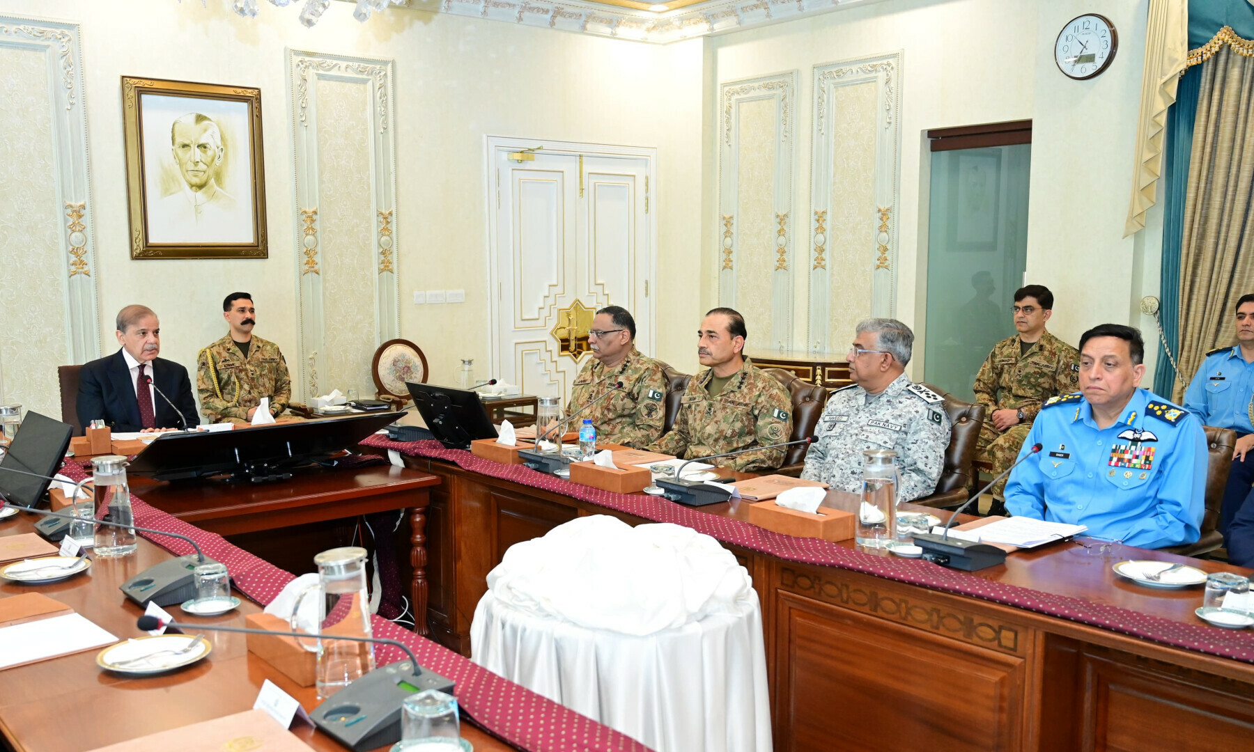 Prime Minister Shehbaz Sharif chairs a meeting of Pakistan’s National Security Committee (NSC) to mull a response to India’s deadly strikes on Pakistan, on May 7, 2025. — PMO