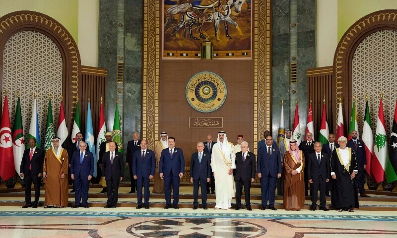 Arab leaders pose for a group photo ahead of the opening session of the 34th Arab League summit in Baghdad on May 17, 2025. — AFP.