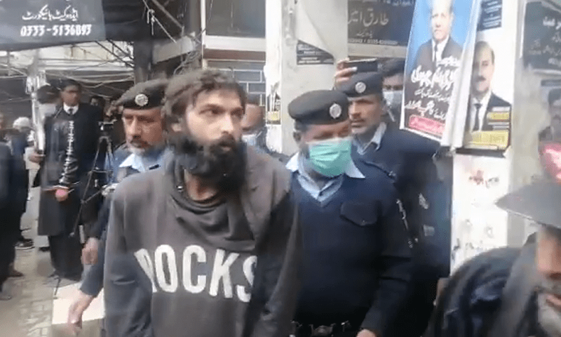 Zahir Jaffer, then-accused in the Noor Mukadam murder case, is brought to a sessions court in Islamabad on Feb 24, 2022. &mdash; DawnNewsTV/File