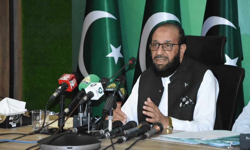 Minister for Religious Affairs and Interfaith Harmony Sardar Muhammad Yousaf addresses a press conference at Gurdwara Panja Sahib in Hassanabdal on May 23, 2025. — Facebook/SMYousafofficial