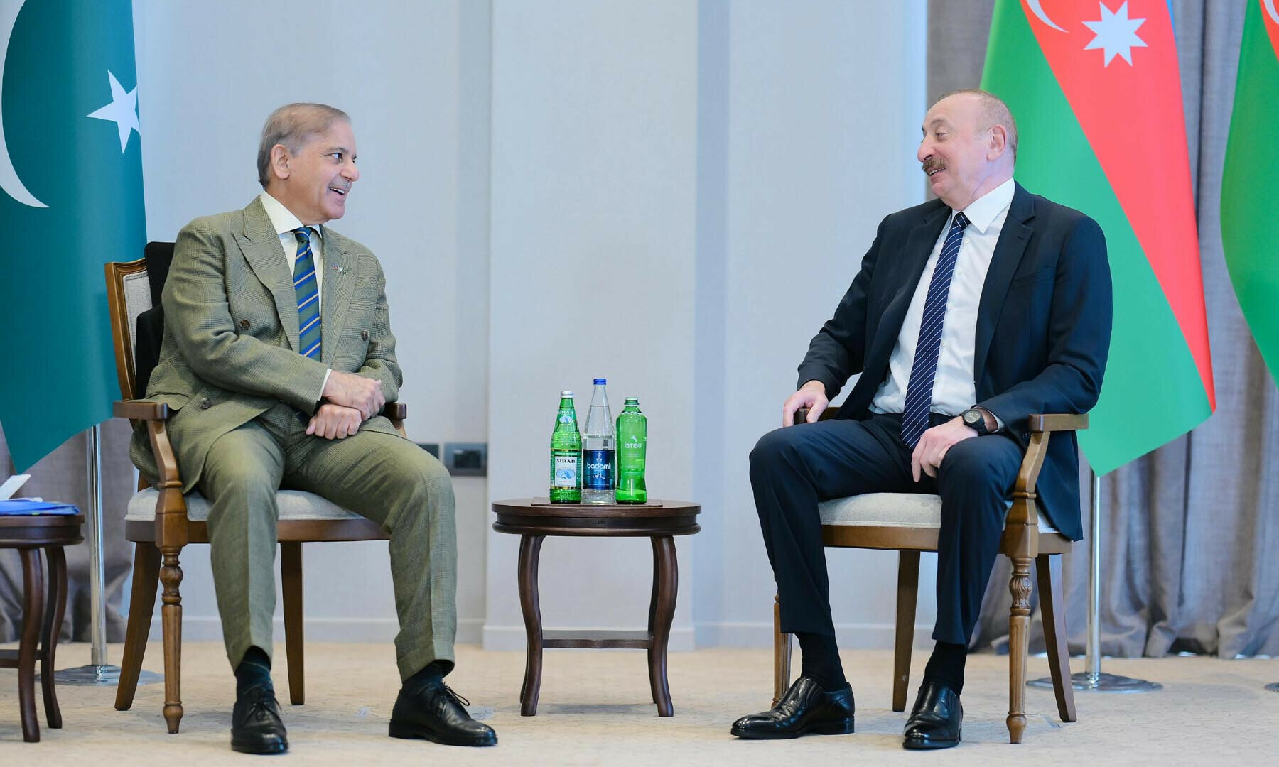 Prime Minister Shehbaz Sharif meets with Azerbaijan President Ilham Aliyev in Lachin on May 27, 2025. — PID