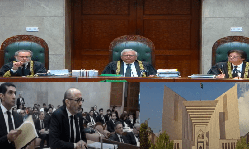 An 11-member constitutional bench (CB) of the Supreme Court live-streams its proceedings for the first time as it resumes hearing a set of review pleas in the reserved seats case on May 26, 2025.  — Screengrab via YouTube/SCPProceedings