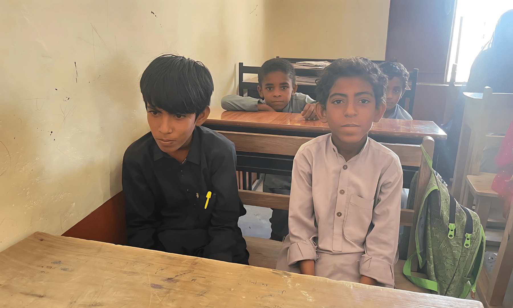 Young boys attend class in Dasht.