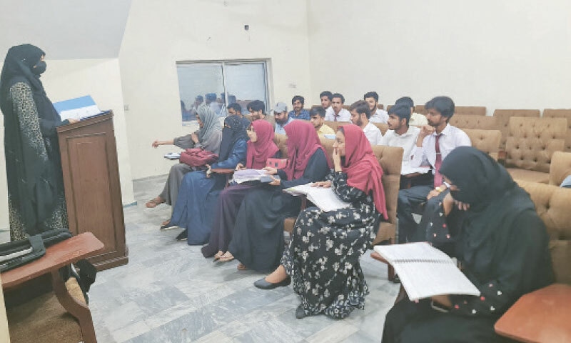 Students attending classes in the new campus.