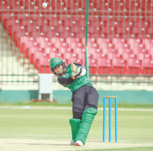KARACHI: Challengers opener Sadaf Shams plays a shot during the National Women&rsquo;s T20 Tournament match against Strikers at the National Bank Stadium on Tuesday.&mdash;courtesy PCB