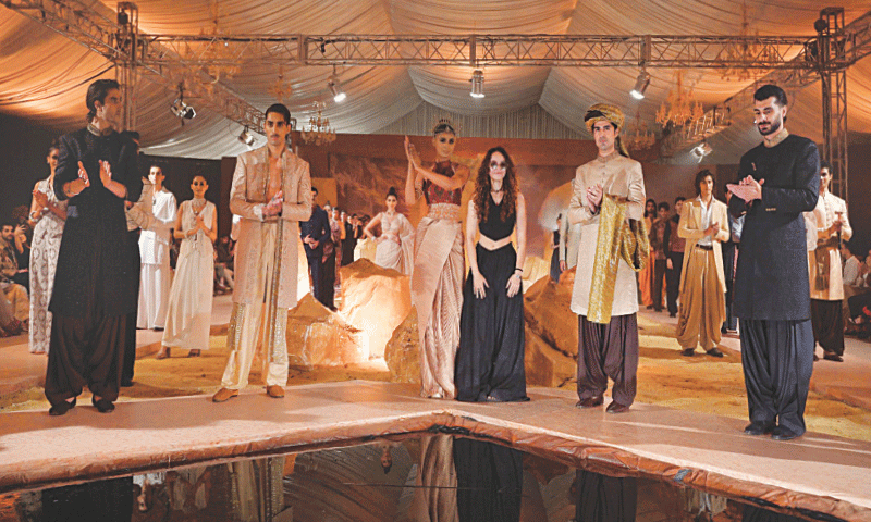Parishae Adnan, the new CEO of The House of Amir Adnan, takes a bow towards the end of her show Nakhlistan
