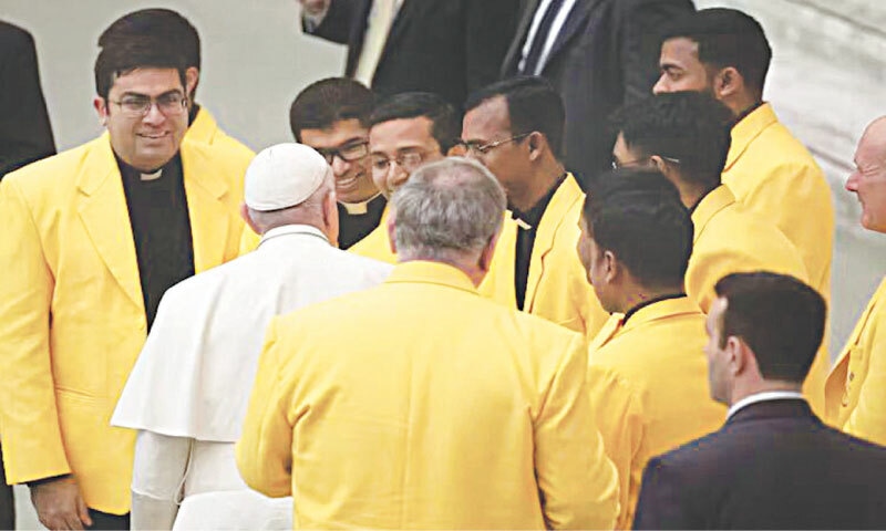 The late Pope Francis greets the Vatican cricket team | AP