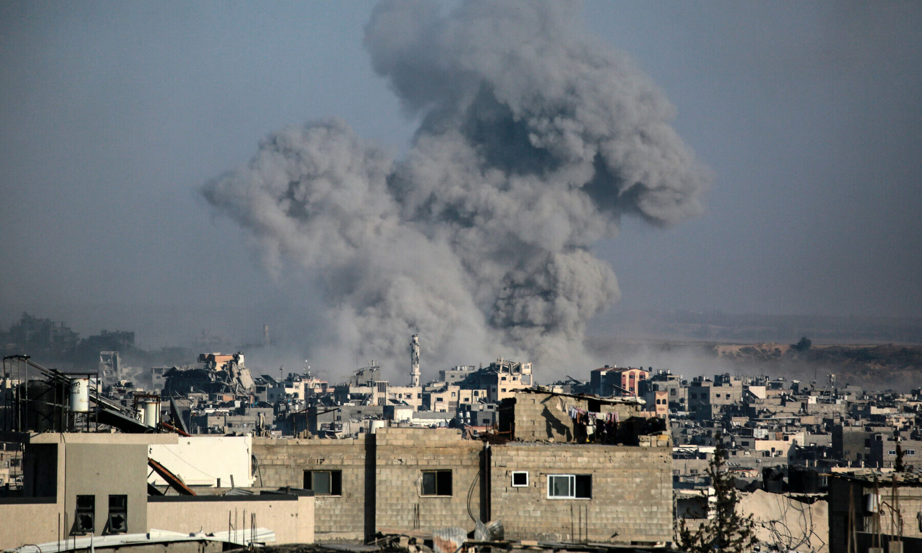 A plume of smoke rises during an Israeli strike on Jabalia in the northern Gaza Strip on June 13, 2025. — AFP