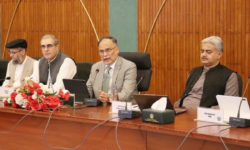Federal Minister for Planning and Development Ahsan Iqbal chairing the Central Development Working Party (CDWP) meeting in Islamabad on Saturday, where the forum approved development projects worth Rs. 35.86 billion. — Press Information Department (PID)
