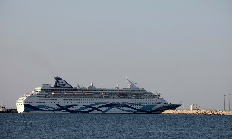 A view of the Crown Iris, a vessel which will be used to assist in the departure of Israelis from Cyprus, is seen at the port of Larnaca, Cyprus June 18. — Reuters