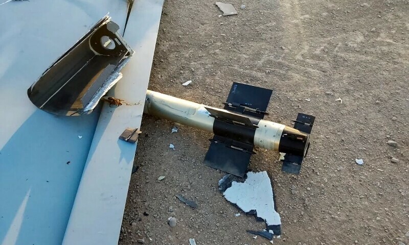 This handout picture provided by the Iranian Army media office on June 18, 2025, shows a detail from the wreckage of what the army said is an armed Israeli Air Force Hermes drone, downed after being hit by a surface-to-air missile, in the central city of Isfahan. &mdash; AFP