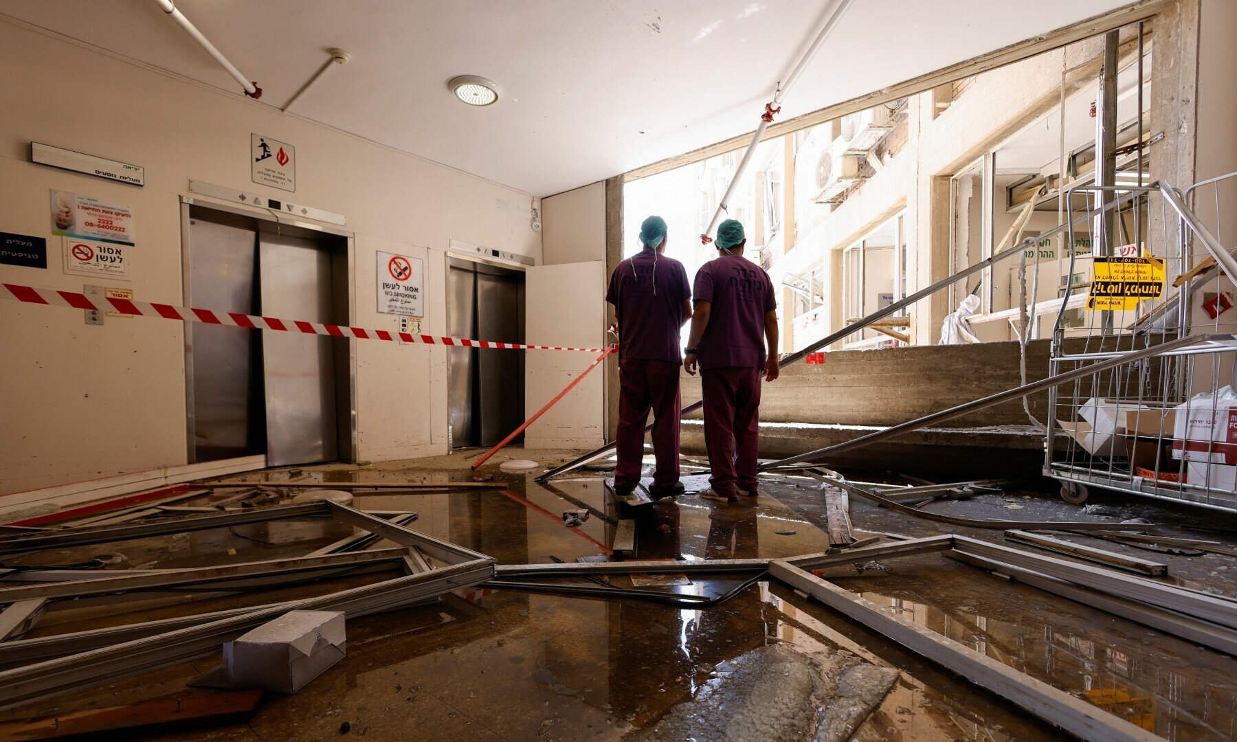  Medical staff inspect the damage at an impact site, following a missile strike from Iran on Israel, at Soroka Hospital in Beersheba, Israel on June 19, 2025. &mdash; Reuters/Amir Cohen 