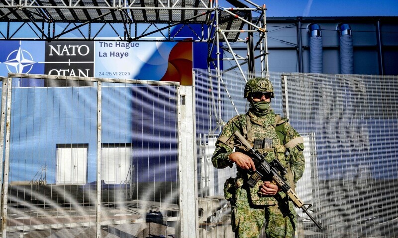  Military personnel secure the perimeter around the World Forum hosting the upcoming Nato summit in The Hague, on June 20, 2025. &mdash; AFP 