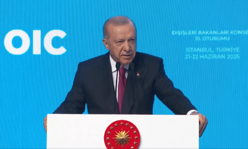 Turkish President Recep Tayyip Erdogan addresses the 51st OIC foreign ministers’ meeting in Istanbul on June 21, 2025. — screengrab via X/RTErdogan