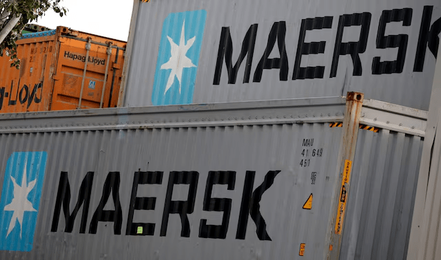  Maersk&rsquo;s logo is seen in stored containers at Zona Franca in Barcelona, Spain, November 3, 2022. &mdash; Reuters/Albert Gea 