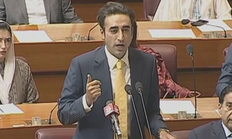 Former foreign minister and PPP Chairman Bilawal Bhutto Zardari speaks in the National Assembly on