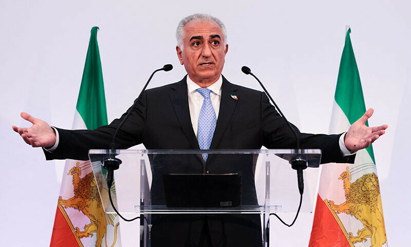 Iranian opposition leader and son of the last shah of Iran, Reza Pahlavi, holds a press conference in Paris on June 23. &mdash; AFP)