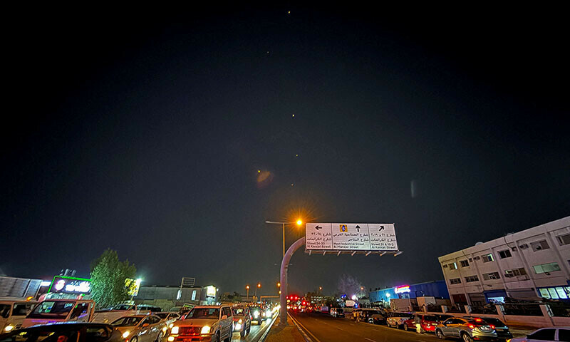 Traces are seen in the sky after Iran&rsquo;s armed forces say they targeted the Al-Udeid base in a missile attack, as seen from Doha, Qatar on June 23. &mdash; Reuters