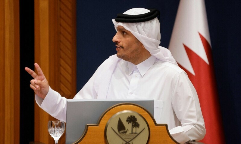 Qatar’s Prime Minister Mohammed bin Abdulrahman Al-Thani speaks during a press conference with Lebanese Prime Minister Nawaf Salam (not pictured) in Doha, Qatar, June 24. — AFP