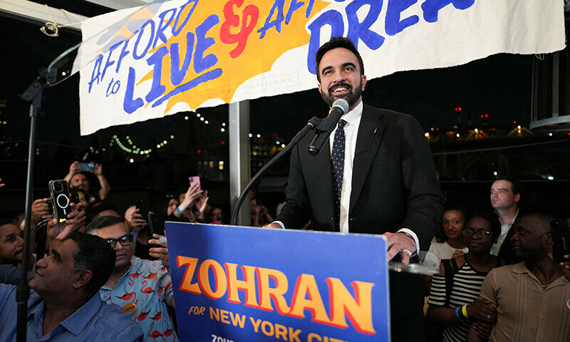 Zohran Mamdani speaks during a watch party for his primary election, which includes his bid to become the Democratic candidate for New York City mayor in the upcoming November 2025 election, in New York City, US on June 25, 2025. — Reuters