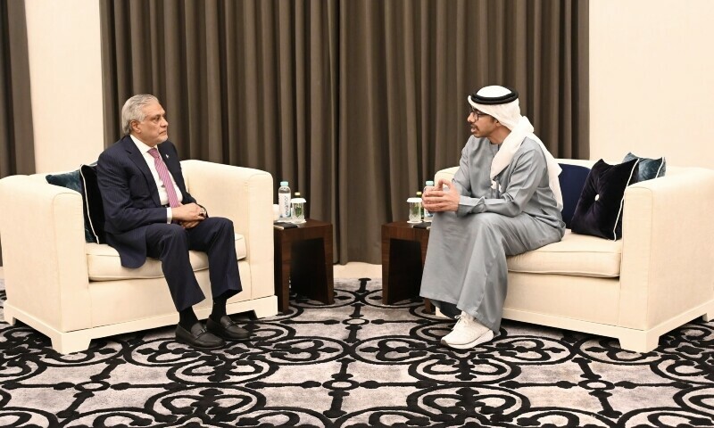 FM Ishaq Dar meets with UAE counterpart  Sheikh Abdullah bin Zayed Al-Nahyan in Abu Dhabi, June 24. — X/@MIshaqDar50