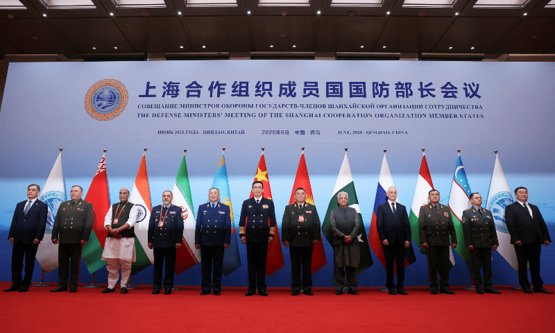 Chinese Defence Minister Dong Jun and his counterparts pose for a group photo before the Shanghai Cooperation Organisation (SCO) Defence Ministers&rsquo; Meeting in Qingdao, Shandong province, China on June 26, 2025. &mdash;Reuters