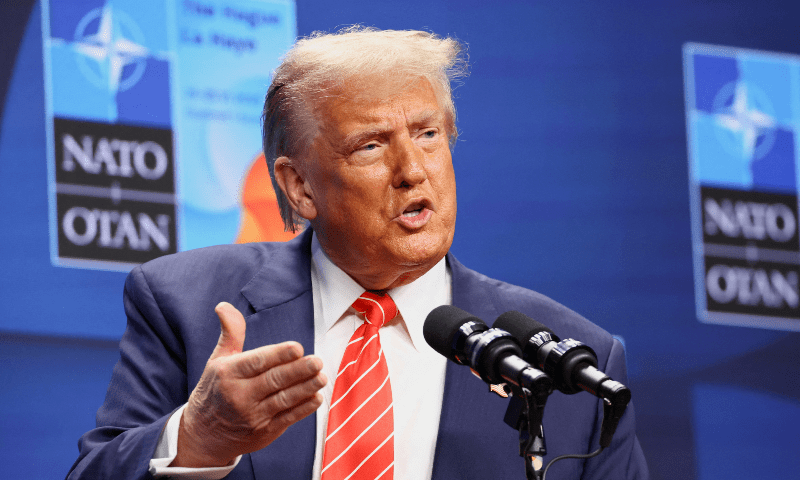 US President Donald Trump speaks during a press conference at the Nato summit in The Hague, Netherlands on June 25, 2025. —Reuters
