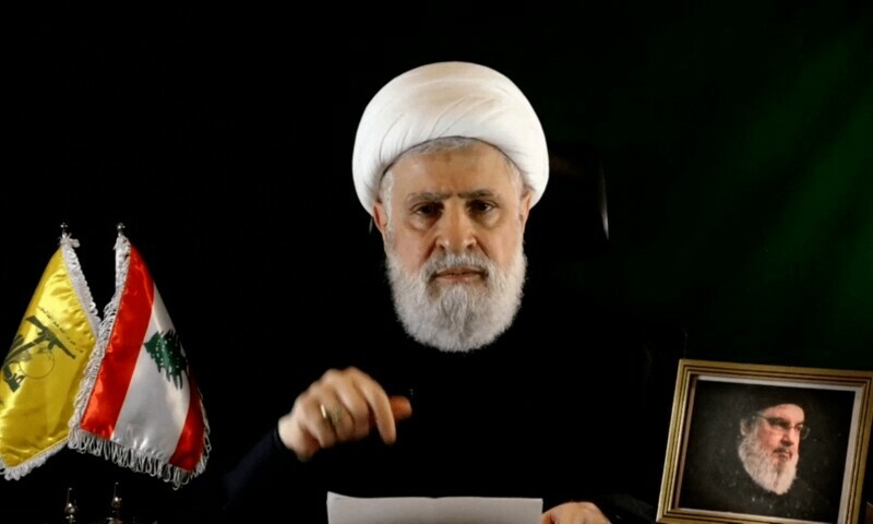 An image grab taken from Hezbollah’s Al-Manar TV shows the group’s deputy chief Naim Qassem delivering a speech from an undisclosed location on Oct 15, 2024. — AFP