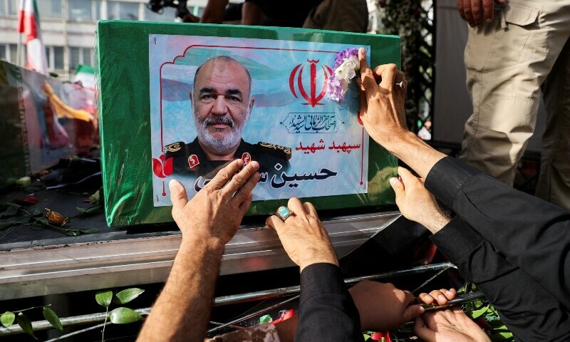  People attend the funeral procession of Iranian military commanders and nuclear scientists killed in Israeli strikes, in Tehran, Iran on June 28, 2025. — Reuters 