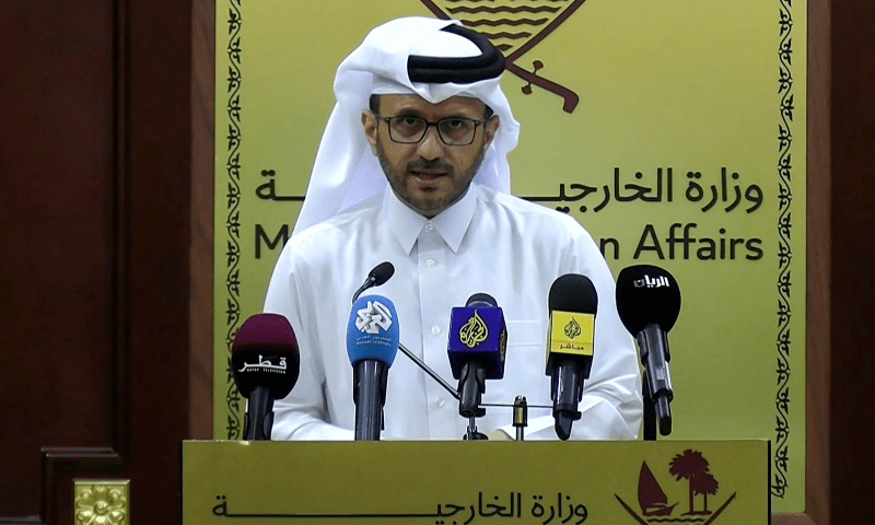  This frame grab from AFPTV footage shows Qatari foreign ministry spokesman Majed al-Ansari speaking during a media briefing in Doha on June 17, 2025. &mdash; AFP 